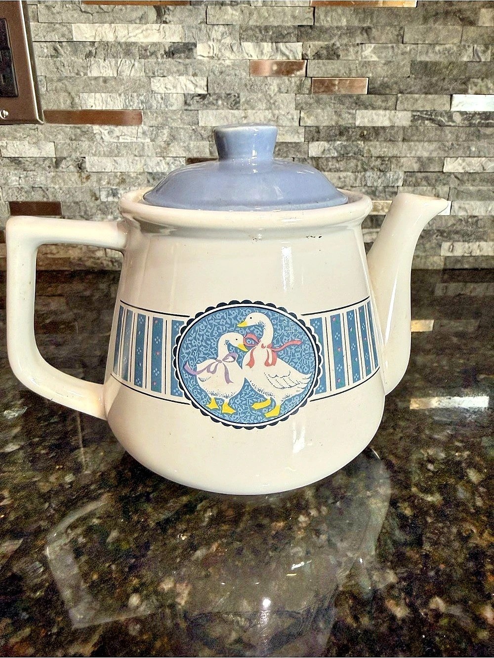 Vintage Cottage Core Country Goose Ceramic Teapot